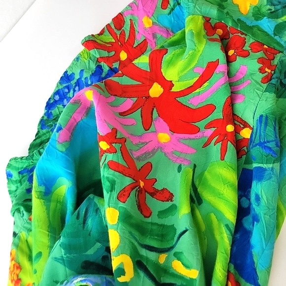 Jams World Women's Green Multicolor Sea Flower Sundress With Belt Size XL - Picture 5 of 16